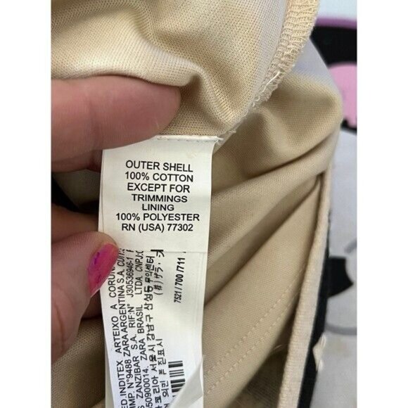 Zara Trafaluc Embellished Mini Skirt Beige/Burgundy Black Geometric Design Cotto - Picture 3 of 12